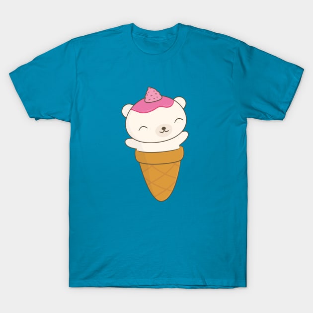 Polar Bear Ice Cream Cone T-Shirt T-Shirt by happinessinatee